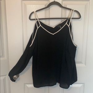 Off the shoulder black & white blouse